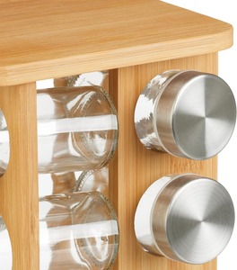 Multiple Compartments Standing Type Bamboo Rotating Spice Rack Rotatable Design Kitchen Organization Space Saving - Product Image 6
