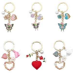 Portachiavi a Forma di Cuore con Farfalla e Rosa, in Lega di Zinco, Gioiello per Coppie, Ciondolo Decorativo per Borse da Ragazza, Vendita all'Ingrosso - Product Image 3