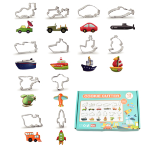 <span class=keywords><strong>Precio</strong></span> de Fábrica, Molde para <span class=keywords><strong>Galletas</strong></span> de Acero Inoxidable Personalizado de 12 Piezas, Cortador de <span class=keywords><strong>Galletas</strong></span>, Herramientas para Pasteles con Forma de Vehículos - Product Image 1