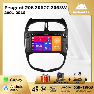 Android 12 đài phát thanh xe cho Peugeot 206 206cc 206sw 2000-2008 Máy nghe nhạc đa phương tiện GPS navigation 7 inch với các nút Carplay headunit - Product Image 2