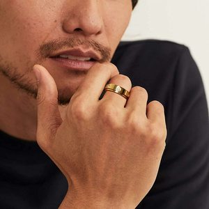 CZ Zirconia Designer Fashion Fidget <strong>Spin</strong> Spinning Unisex Stainless Steel Zircon Anti Anxiety Worry Rotating Spinner <strong>Ring</strong> - Product Image 5