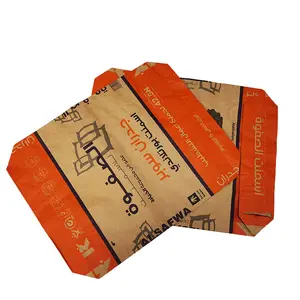 China 3 ply cement kraft paper bag 20kg feed packing specifications for cement wheat starch