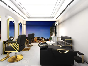 Ensemble de salon moderne et simple en cuir personnalisé, très demandé, avec chariot, fauteuil de barbier, miroir LED et lit de lavage pour salon de coiffure - Product Image 6