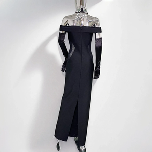 Nuova Tendenza 2024 Abito da Sera da Donna per Feste Elegante e Formale <span class=keywords><strong>con</strong></span> Strass e <span class=keywords><strong>Guanti</strong></span> - Product Image 5