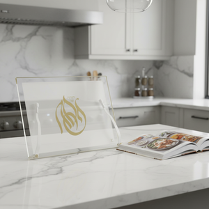 Support de Haggada en Acrylique Moderne et Luxueux avec inscription hébraïque dorée '<span class=keywords><strong>Shana</strong></span> Tova' pour la lecture et la présentation de la Haggada - Product Image 1