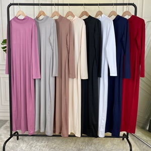 6532 #   Robe en jersey tendance à col montant pour femmes musulmanes, robe intérieure pour abaya ouverte, vêtements quotidiens, vente en gros, livraison rapide - Product Image 6