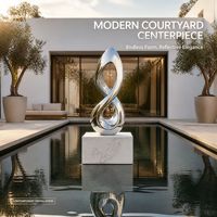 Sculpture Moderne Abstraite Haut de Gamme en Argent Poli pour Décoration Hôtelière – Taille et Couleur Personnalisables, Affichage Paysager, Statue Moderne