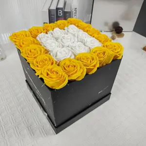 Supersize Elegant Square Flower Box Valentines Gift Present with Eternal Rose Box