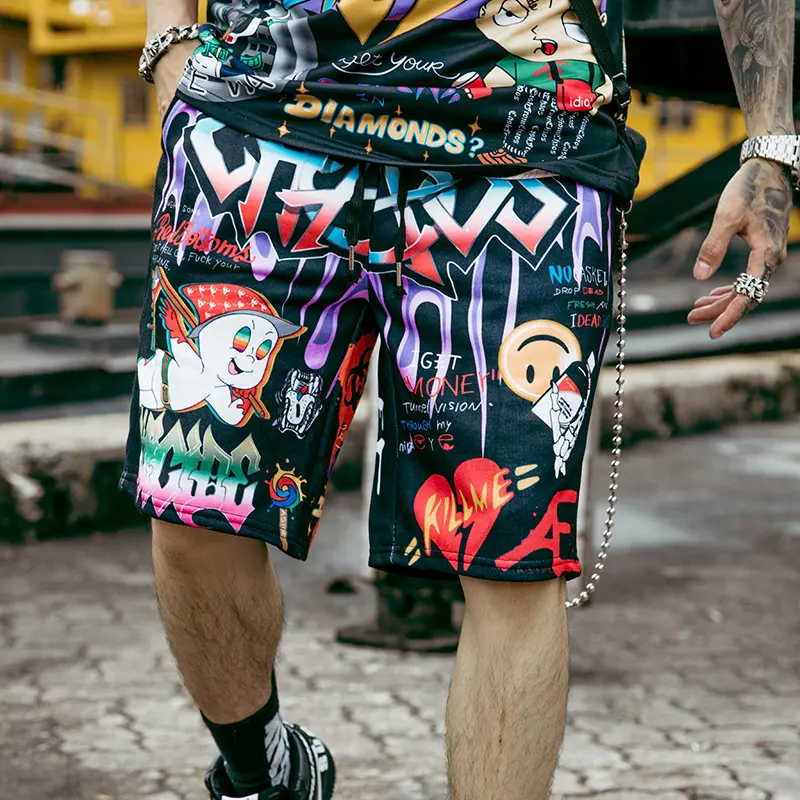 Heißer verkauf 2021 Summer baumwolle kurze hosen herren hiphop streetwear shorts mode graffiti sweat-shorts