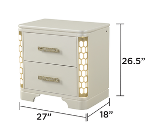 Queen 5 <b>Pc</b> Luxury Contemporary Adjustable LED Vanity Bedroom <b>Set</b> Made with Wood in Beige - Product Image 2