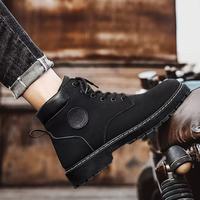 Chaussures montantes pour homme en daim véritable imperméable à lacets confortables avec semelle extérieure antidérapante pour l'extérieur