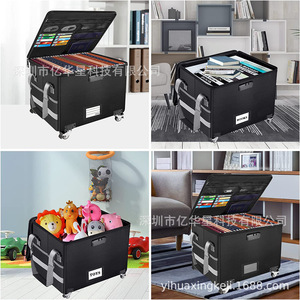 Fireproof Document <b>Box</b> 39.5x31x25.5cm Wheeled Storage For Office <b>Files</b> And Contracts Thickened Durable Black - Product Image 1