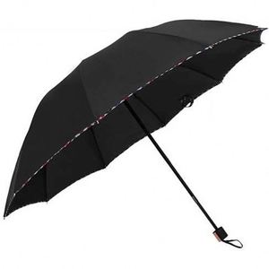 Parapluie de pluie professionnel double pliable à 10 bâtons, grand format, avec bordure cousue et motif à carreaux, vente en gros - Product Image 5