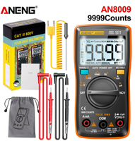Multimètre numérique True RMS ANENG AN8009, 9999 affichages, sélection automatique de la plage, testeur de tension et de courant AC/DC NCV avec rétroéclairage