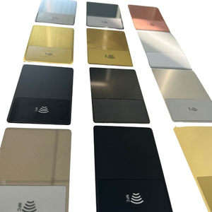 כרטיסי ביקור ממתכת עמידים למים עם שבב NFC נסתר NFC213/215/216, כרטיס חבר, כרטיס מלון, כסוף מוברש, חריטת לייזר, הדפסת משי - Product Image 1