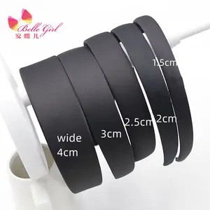 BELLEWORLD black color satin covered headbands DIY accessories Fully covered cloth seamless non slip headbands for kids