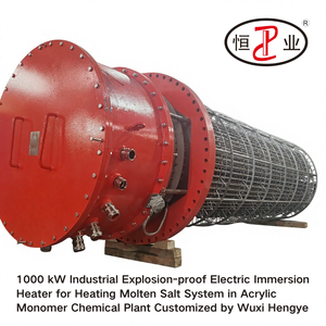 Chauffe-eau électrique à immersion antidéflagrant industriel de 1000 kW pour système de sel fondu, <span class=keywords><strong>chauffage</strong></span> auxiliaire pour monomère acrylique en usine chimique - Product Image 2