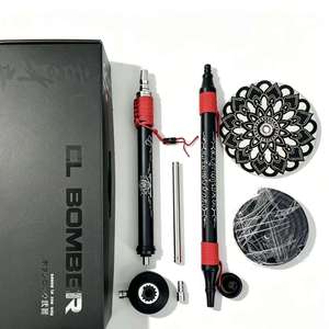 Kit de pipe en verre portable noir et rouge sculpté, longue pipe à fumer avec boîte de rangement - Product Image 1