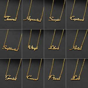 Collar con Letra de Acero Inoxidable de Estilo Simple, Personalizado, con los 12 Signos del Zodiaco en Inglés, Venta al Por Mayor - Product Image 3