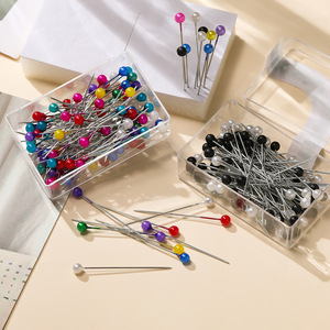 Épingles à coudre colorées avec têtes rondes en verre pour la confection et la couture, ensemble d'outils - Product Image 1