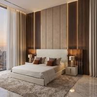 Lit King Size Moderne de Luxe Rétroéclairé avec Tête de Lit Extra-Large, Lit Intégré en Bois et Tissu Blanc avec LED pour Villa et Hôtel