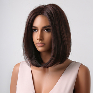 วิกผมสังเคราะห์คุณภาพสูง ราคาถูก สไตล์ใหม่ Ainizi ทรงบ๊อบสั้น 12 นิ้ว ตรง <span class=keywords><strong>ไม่มี</strong></span><span class=keywords><strong>หน้าม้า</strong></span> ดูเป็นธรรมชาติ สำหรับผู้หญิงผิวสี - Product Image 4