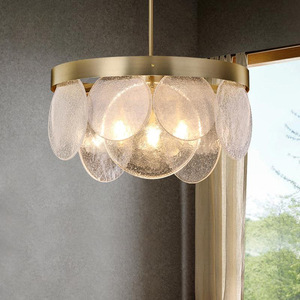 Lustre de salle à manger de luxe postmoderne, panneau en verre, tout en cuivre, luminaires pour salon, chambre à coucher, villa, luminaire suspendu tout en cuivre - Product Image 2