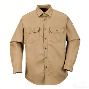 Camicia da Lavoro in Cotone FR per Operai del Settore Petrolifero, Resistente alle Fiamme, Abbigliamento da Lavoro Industriale per Saldatura, Colore Grigio - Product Image 5