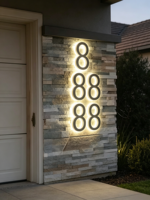 Lettres lumineuses LED solaires étanches IP65 en acier inoxydable pour numéros de maison, enseignes publicitaires extérieures, plaque de porte illuminée, décoration