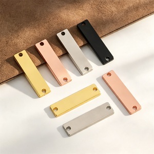 Étiquettes rectangulaires métalliques pour vêtements, en alliage de zinc plaqué, découpées au laser, pour sacs et sacs à main - Product Image 2