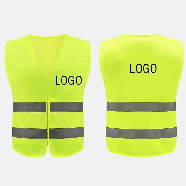 Pabrik langsung logo khusus luar ruangan hi vis visibilitas tinggi bekerja menjalankan neon pakaian reflektif rompi keselamatan