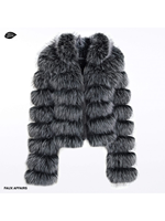 Parka d'hiver de luxe en fausse fourrure de renard argenté, épaisse, imperméable, chaude, tendance, sexy, longue, réversible, avec plumes