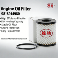 Filtre à huile moteur haute précision 9818914980 Anti-démarrage à sec pour la conduite quotidienne des véhicules