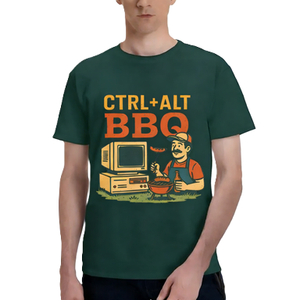 Divertente maglietta grafica da uomo CTRL ALT BBQ, maglietta a maniche corte con umorismo da programmatore, stile geek, top casual estivo - Product Image 4