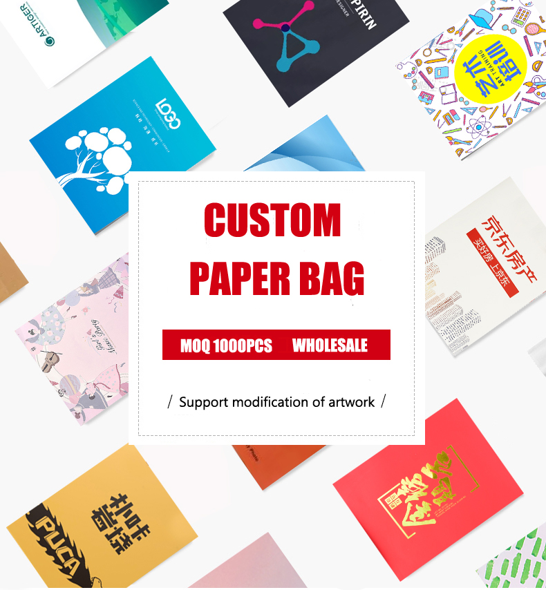 Custom Luxury Cardboard Packaging Brown Kraft Gift Craft Shopping Paper Bag With Ribbon Handles