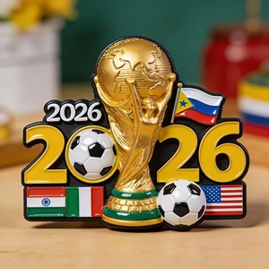 Imán de Refrigerador con Trofeo de la Copa Mundial de Fútbol 2026 Personalizado, Imán de Resina de Fútbol en Relieve 3D para Decoración de Bares Deportivos y Clubes de Fans en América del Norte - Product Image 1