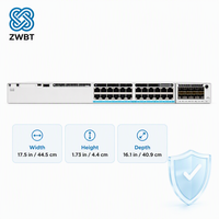 Cisco Switch Catalyst C9300-24T-M 24 Port Gigabit Layer 3 Switch 208Gbps 480G StackWise Modular 10G Uplinks Meraki Cloud Managed.