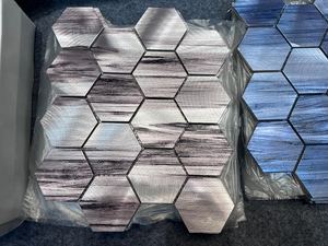 Venta caliente DIY Impreso Aluminio Metal Mosaico Superficie cepillada Parque cultural Arte Decoración de la pared Almenado Patrón de pared Azulejos - Product Image 2