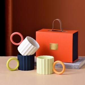 Haute apparence ins style tasse niche design sens tasse cadeau boîte créative tasse à eau contraste de couleur tasse à café - Product Image 1
