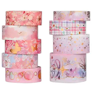 Factory Sales Custom Color Printing Cute Washi Tape Custom Handbook Washi Tape Self Adhesive Tape Washi Creative Selotapes