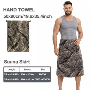 GOOZONE <b>HOME</b> <b>Sauna</b> Skirt Set Coral Fleece Men's Bathrobe Spa Wear - Product Image 5