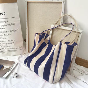 Bolsas de Mano de Lona de Algodón de Gran Capacidad, Nuevas y Modernas, para Mujeres Estudiantes, Bolsa de Compras Reutilizable con Rayas - Product Image 3