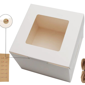Cajas de Cartón Kraft Blanco Ecológicas <span class=keywords><strong>Personalizadas</strong></span> al por Mayor para Pasteles, con Ventana Transparente y Acabado Laminado Mate - Product Image 1