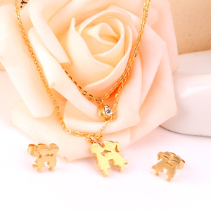 African Indian Dubai Gioielli In Oro Catene Doppie Bambini Bacio In Set di Gioielli In Acciaio - Product Image 5