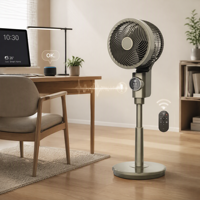 Kipas Angin Remote Smart Voice Dual Control 3D Air Circulator Timer 8 Jam 4 Baling-baling 8 Kecepatan Tinggi Dapat Disesuaikan Kipas Lantai ABS OEM Custom