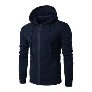 Sudadera con capucha de manga larga con cremallera completa para hombre, 100% poliéster, 250g, lisa teñida, para otoño, con logotipo personalizado, venta al por mayor, talla de EE. UU. - Product Image 5