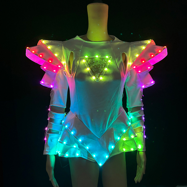 Party LED Dancing Clothes Women Sexy Performance Dress Colorful Flashing Tutu Dress Carnival Lighting Dance Costume Props