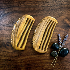 Carved Wooden Comb Leaf Shape Comb Design Handmade <b>Beard</b> Styling Comb Natural Hair <b>Care</b> Tool for Daily Use - Product Image 1