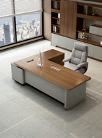 Ensemble bureau et chaise en forme de L de qualité E0 avec armoire latérale à 2 tiroirs, mobilier de bureau moderne et simple en panneau de densité