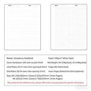 Quaderno <span class=keywords><strong>a</strong></span> Spirale <span class=keywords><strong>A4</strong></span> A5 <span class=keywords><strong>a</strong></span> <span class=keywords><strong>Righe</strong></span> con Motivo Fragola, Copertina Rigida Spessa, Pagine <span class=keywords><strong>a</strong></span> <span class=keywords><strong>Righe</strong></span>, Diario Durevole, Personalizzabile con Logo Stampato - Product Image 6